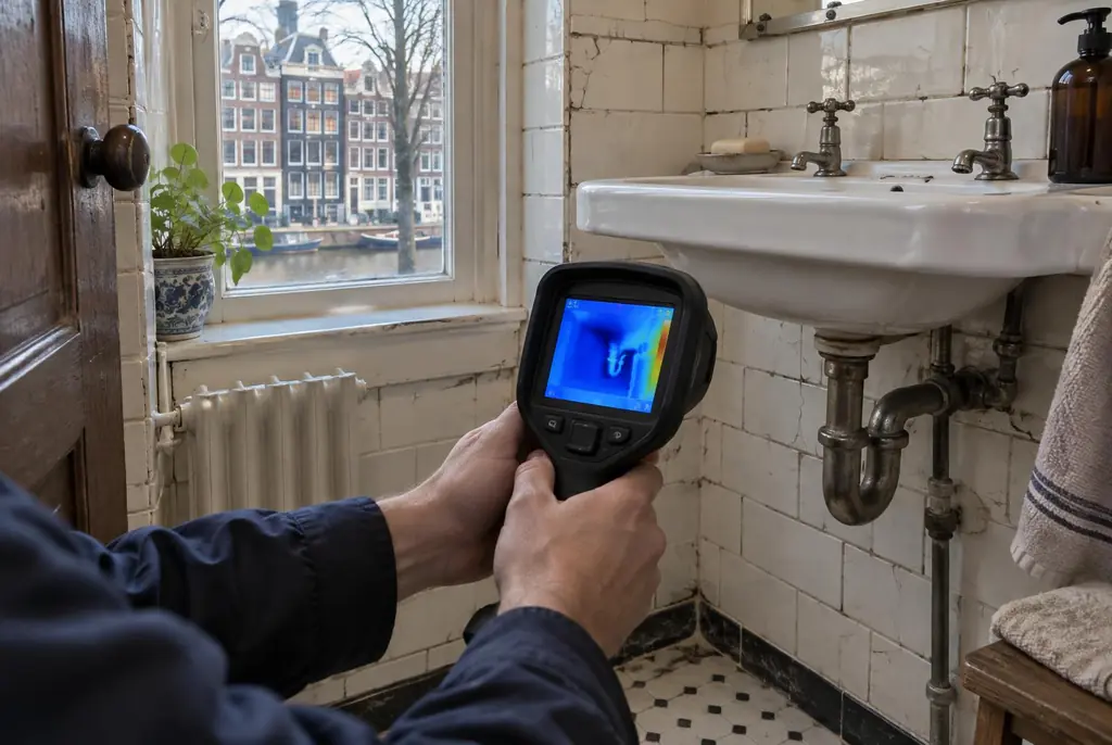 Lekdetectie Hoogeveen – badkamer met oude leidingen achter de tegels