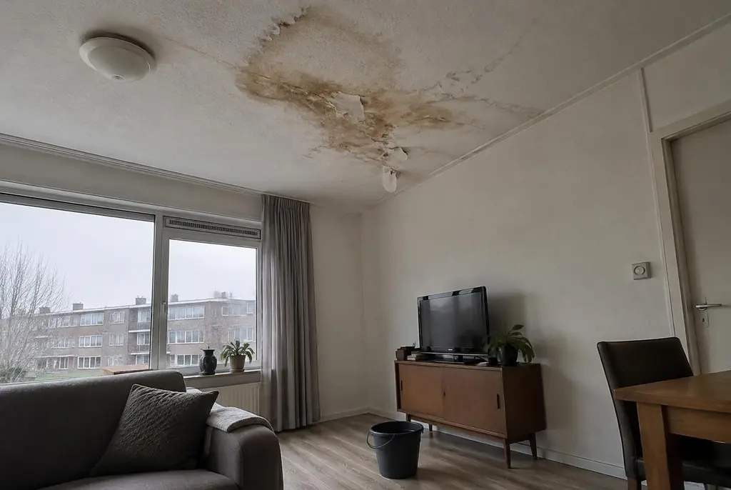 Lekdetectie Hoogeveen – vochtplek op het plafond onder een badkamer